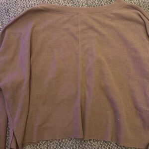 Altard State Brown Long Sleeve Cropped Shirt